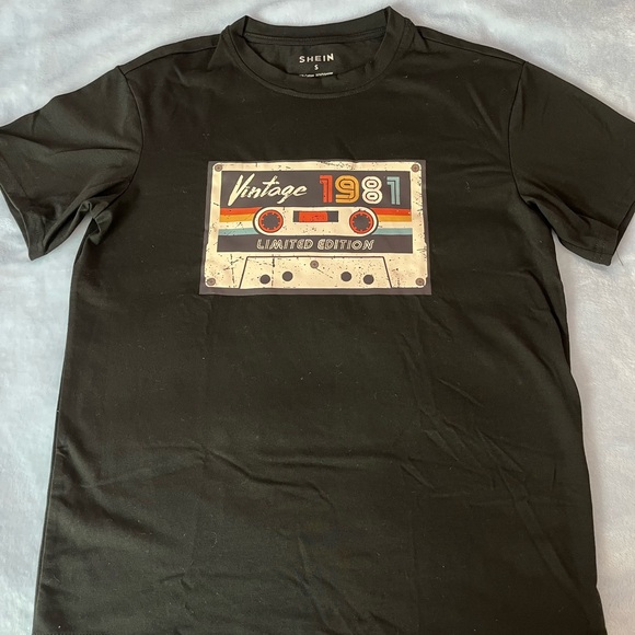 SHEIN small, black plain tee with cassette tape picture - Picture 1 of 3